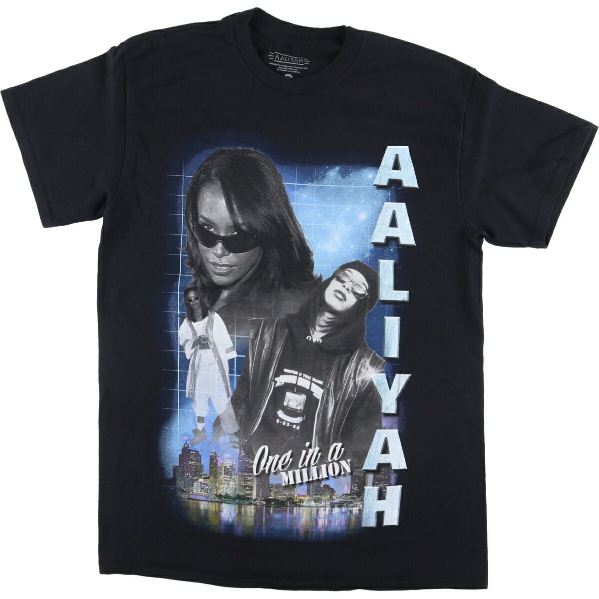AALIYAH プリントTシャツ ネイビー 古着 AALIYAH アリーヤ ラップTシャツ ラップT メンズM相当 /eaa556573