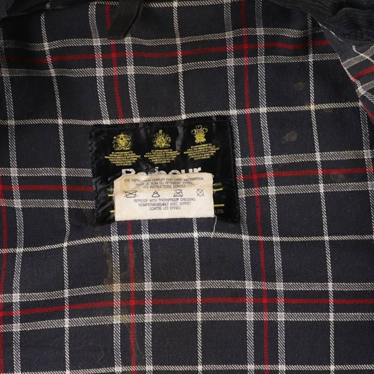 古着 80～90年代 バブアー Barbour 旧3ワラント 中綿入り ワックス