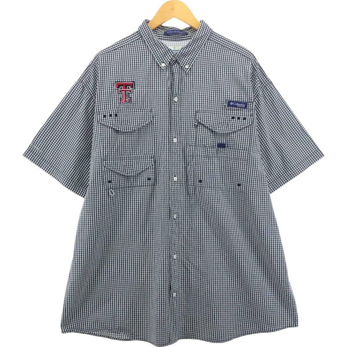 古着 コロンビア Columbia PFG ボタンダウン 半袖 フィッシングシャツ
