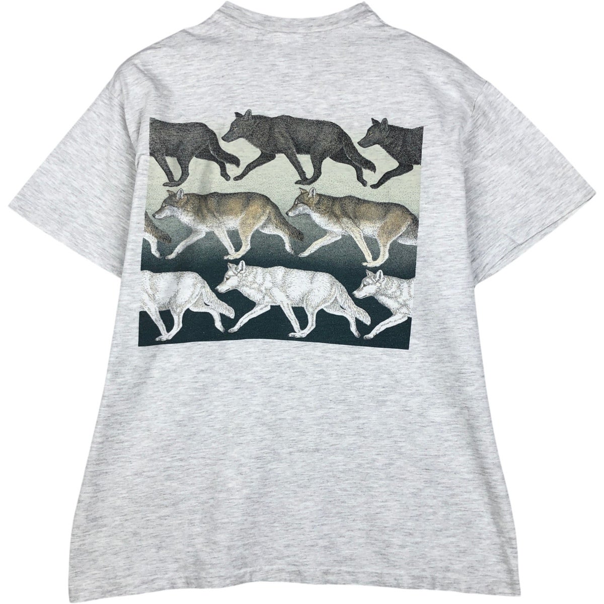 古着 90年代 ヘインズ Hanes BEEFY-T オオカミ柄 アニマルTシャツ USA