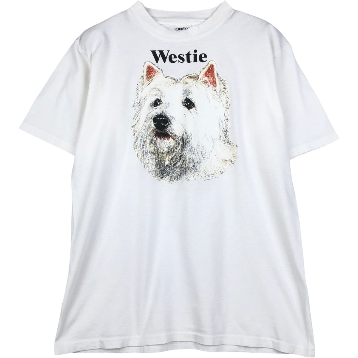 90s/ONEITA/L/Tシャツ/Dalmatian/犬/アート/動物/美品 古着 90年代 オニータ ONEITA Westie ウエストハイランドホワイト
