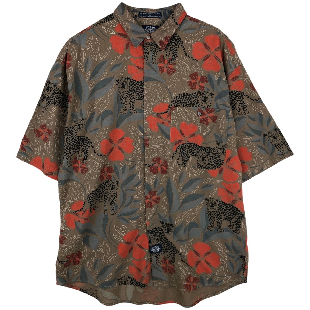 古着 90年代～ ドッカーズ DOCKERS 総柄 虎柄 タイガー柄 半袖