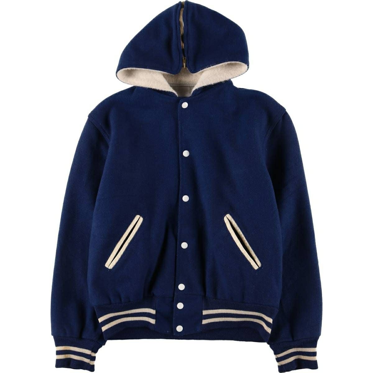 古着 フード付き セーラーカラー ウールスタジャン アワードジャケット