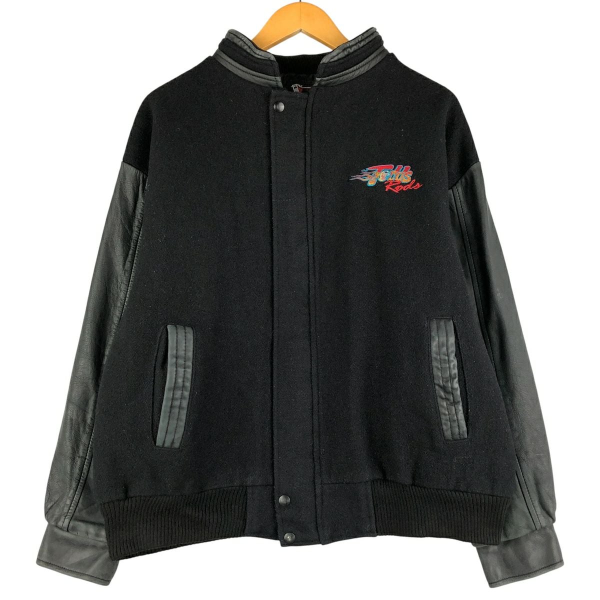 古着 90年代 CANADA SPORTSWEAR 中綿入り 襟付き 袖革ウールスタジャン