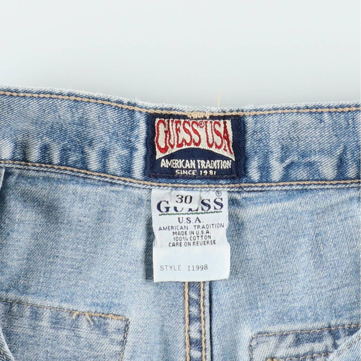 GUESS 90s ヴィンテージ デニム×スエード ブルゾンUSA製 古着 古着 90年代 ゲス Guess デニムショーツ ショートパンツ USA製 メンズ