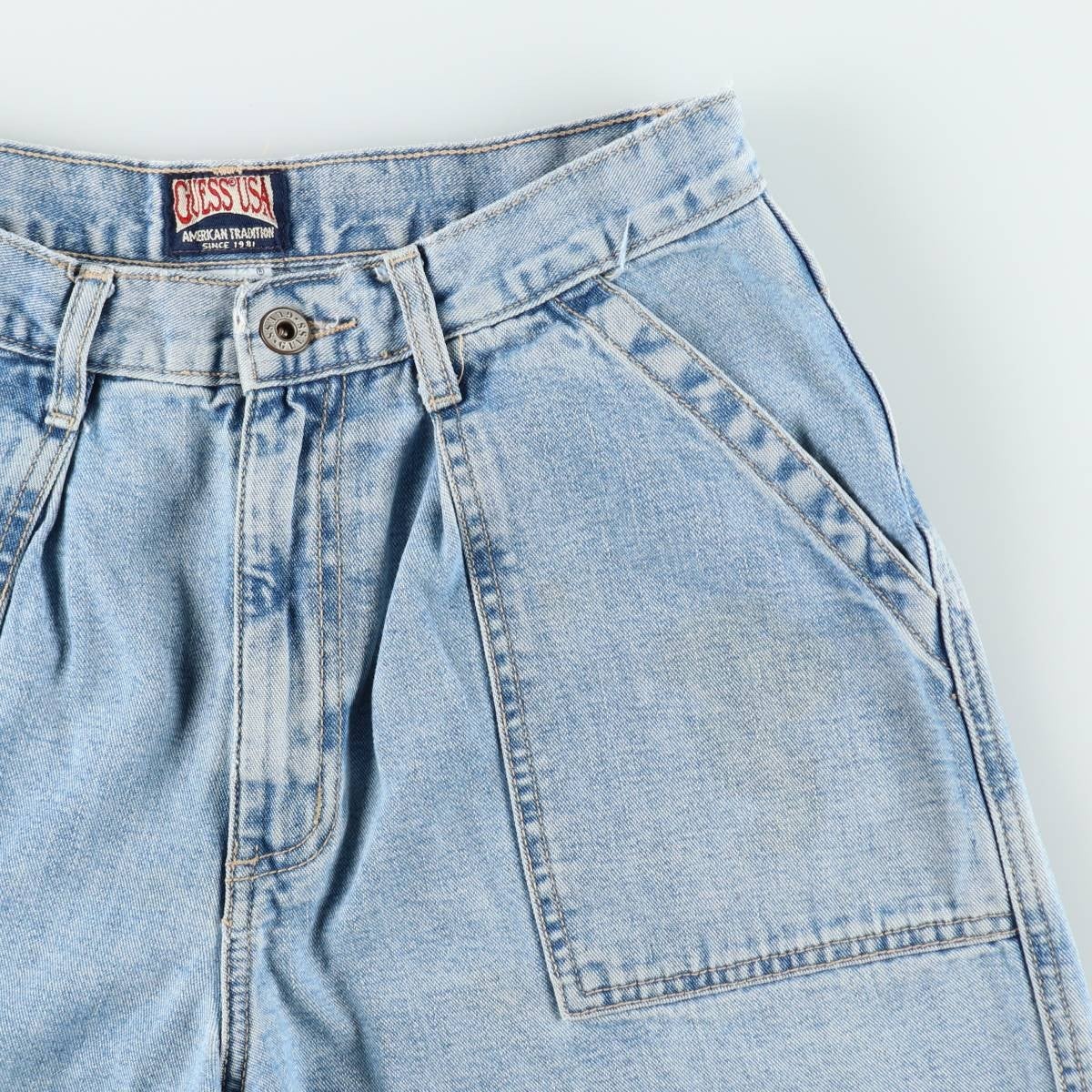 GUESS 90s ヴィンテージ デニム×スエード ブルゾンUSA製 古着 古着 90年代 ゲス Guess デニムショーツ ショートパンツ USA製 メンズ