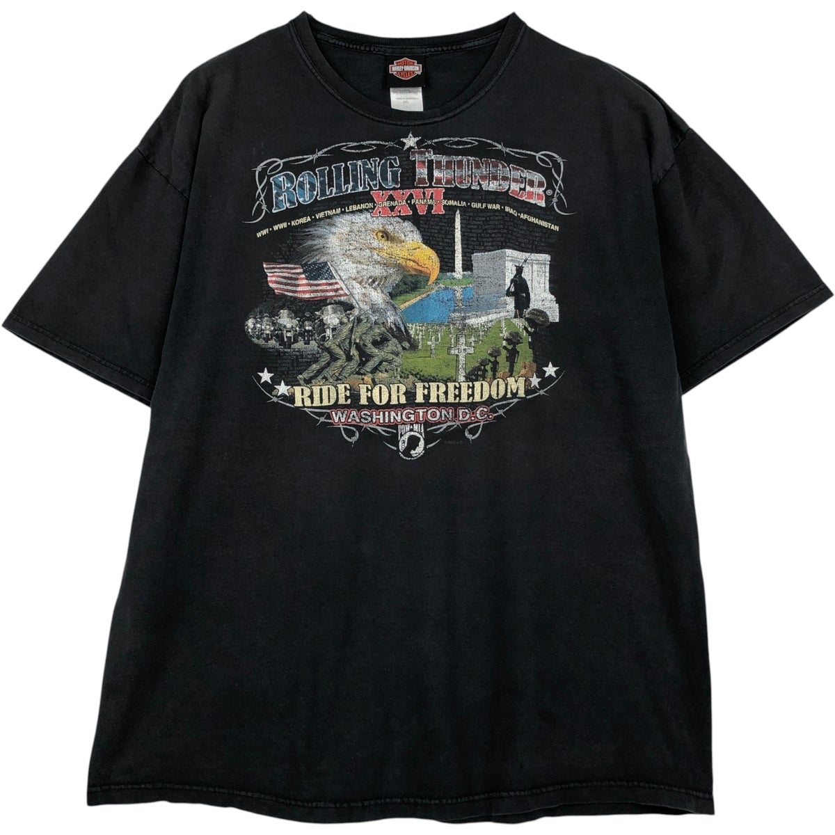 古着 Harley-Davidson ハーレーダビッドソン 鷲柄 イーグル柄 星条旗柄