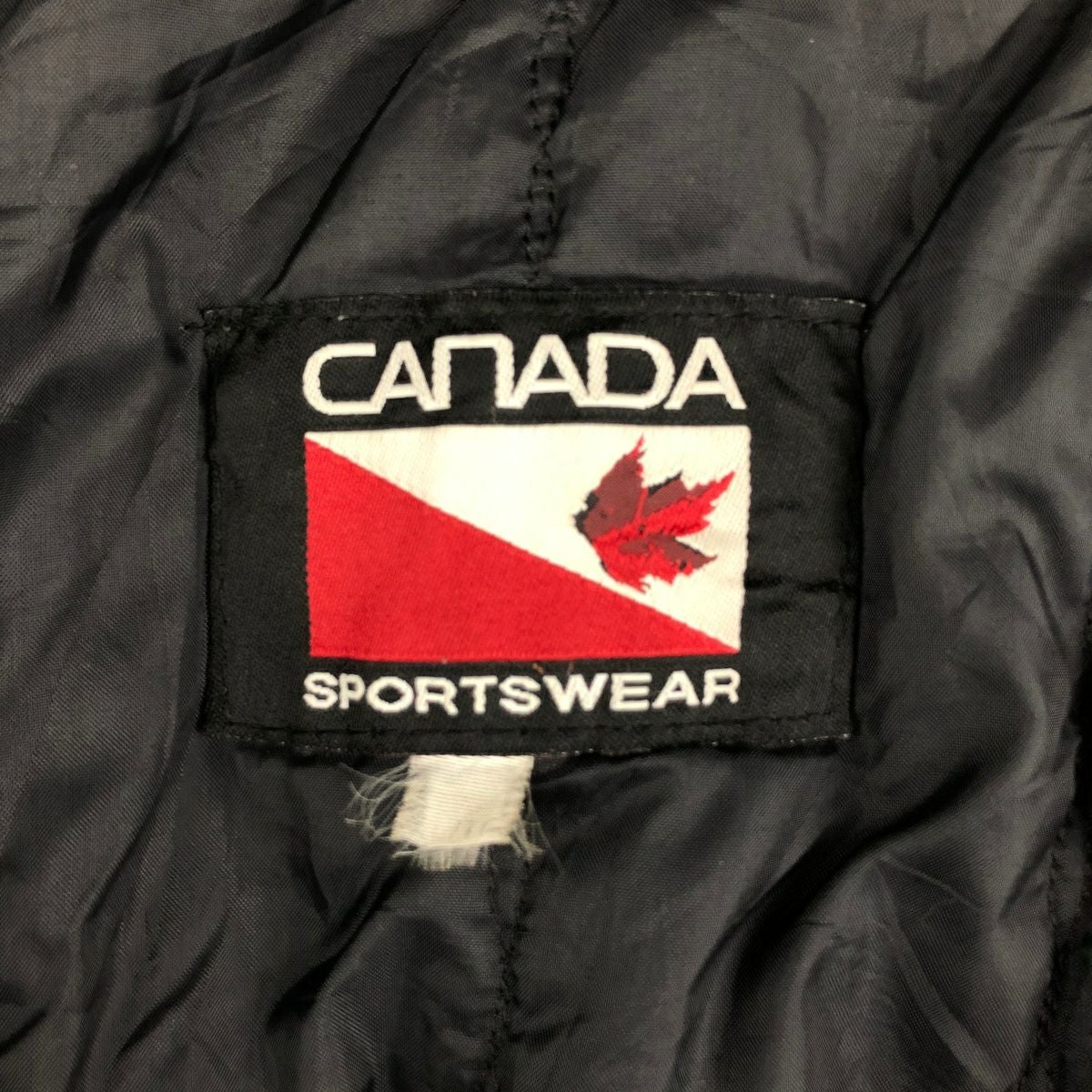 古着 90年代 CANADA SPORTSWEAR 中綿入り 襟付き 袖革ウールスタジャン