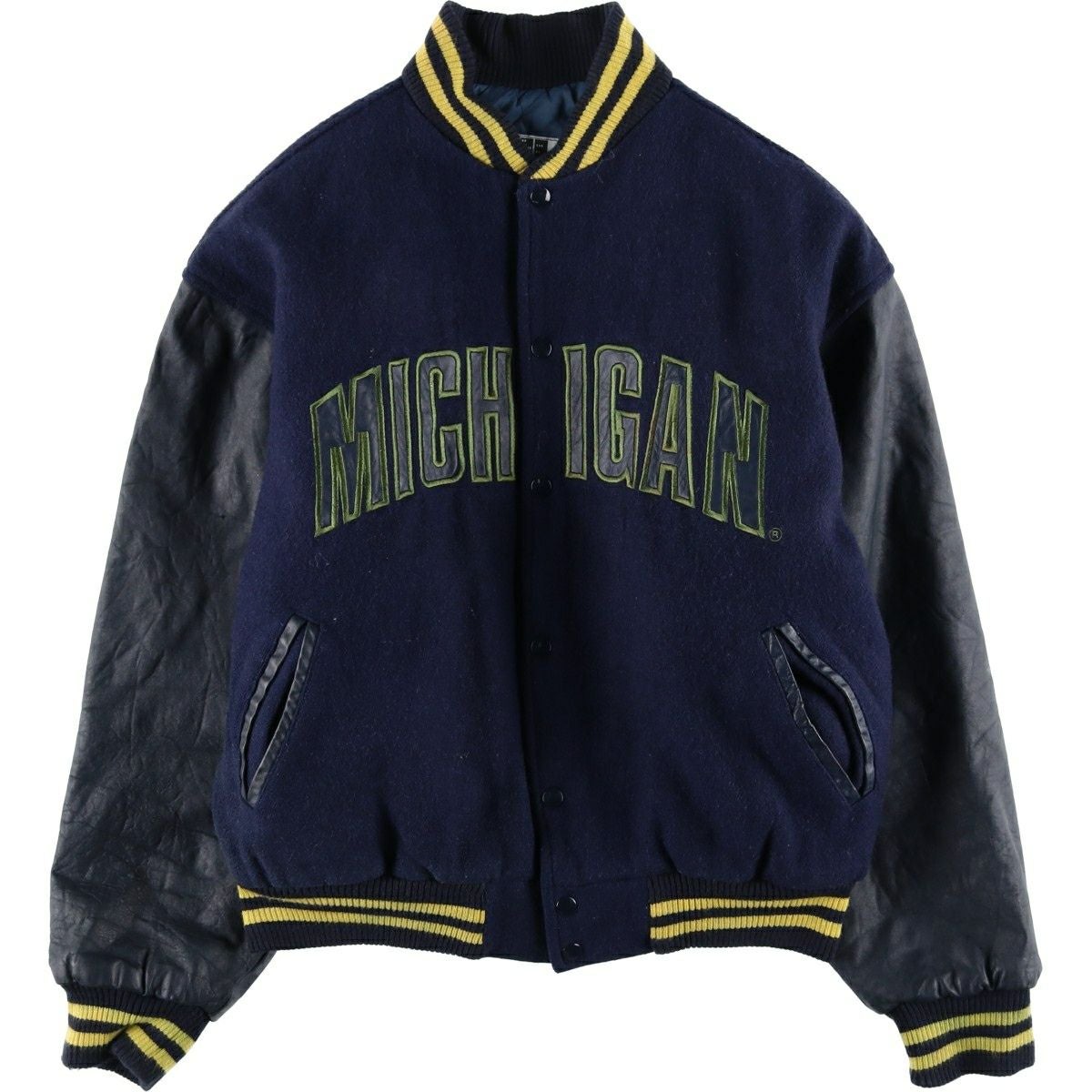 古着 90年代 iDENTITY MICHIGAN ミシガン大学 中綿入り カレッジ 袖革
