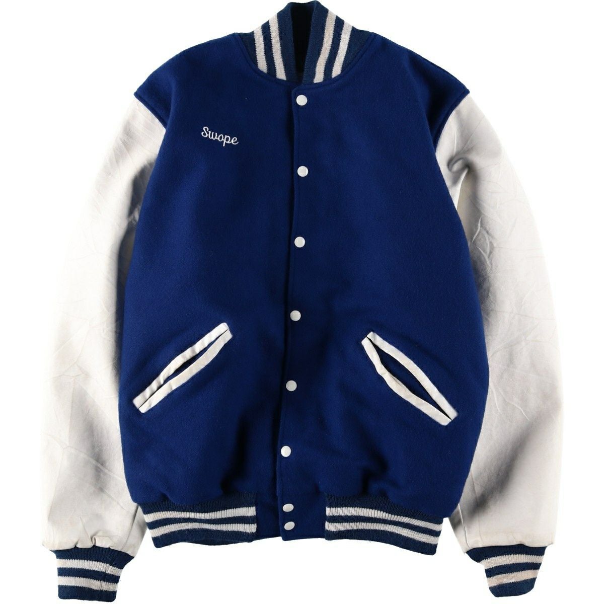 古着 90年代 ホロウェイ Holloway 袖革ウールボタンスタジャン バー