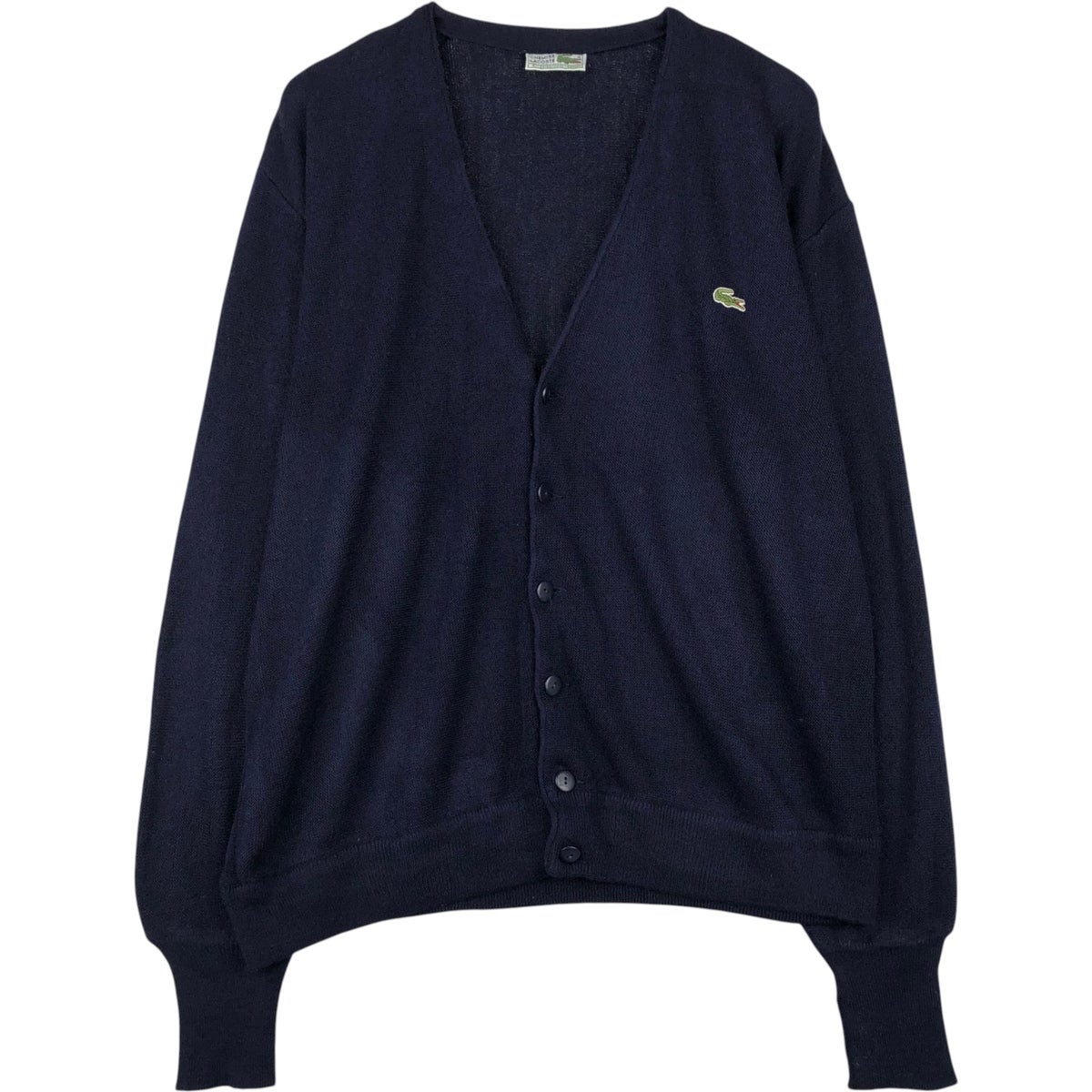 古着 ラコステ LACOSTE アクリル×ウールニットカーディガン スペイン製