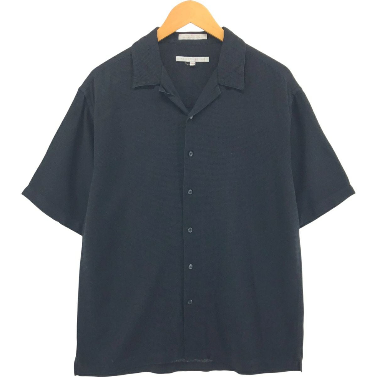 古着 ペリーエリス PERRY ELLIS 総柄 オープンカラー 長袖 シルク