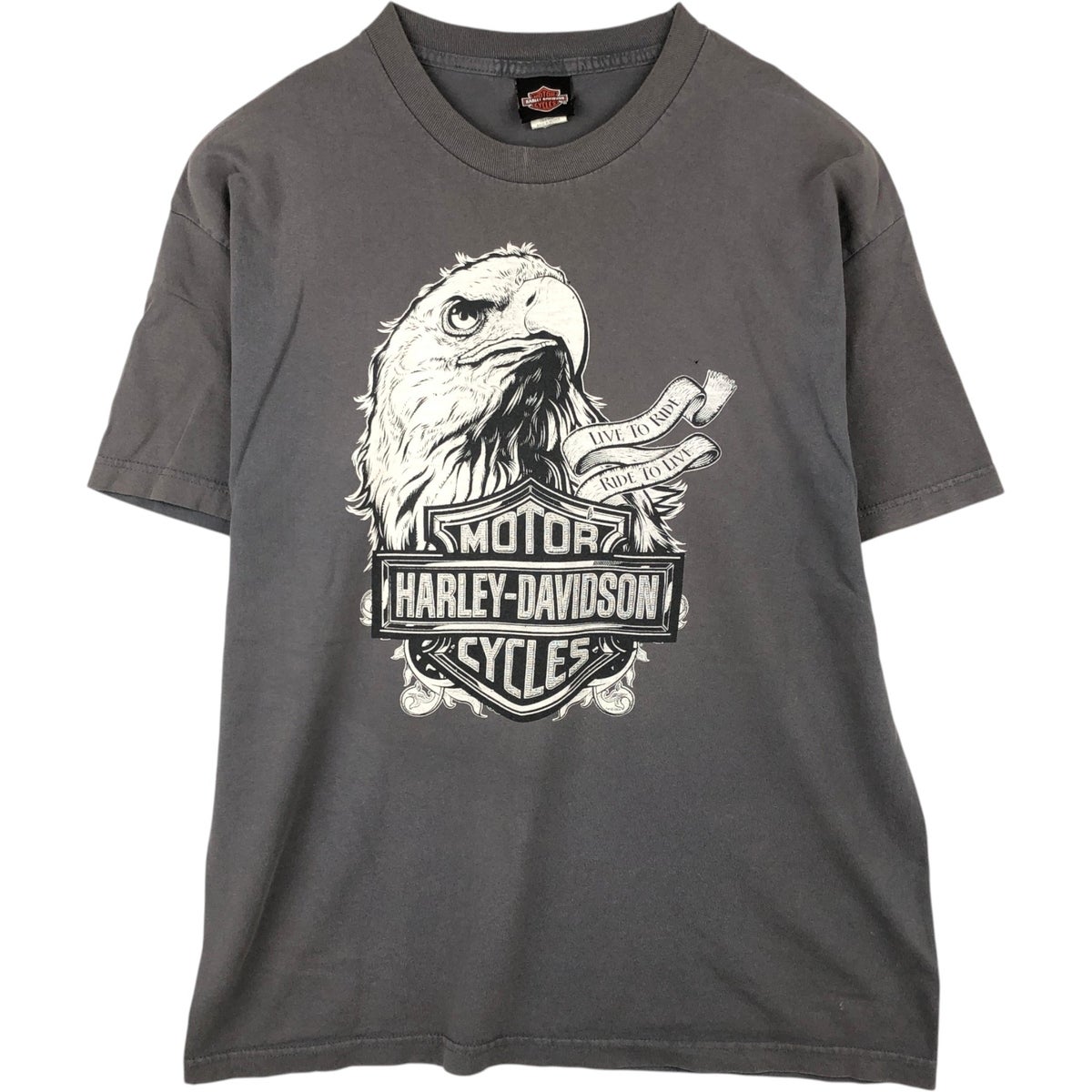 タ*読様 Harley-Davidson イーグルTシャツ ダークグレー 古着 ハーレーダビッドソン Harley-Davidson 鷲柄 イーグル柄 モーター