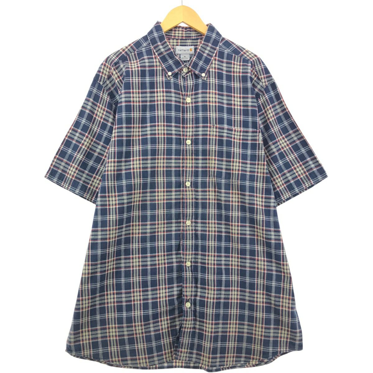 古着 カーハート Carhartt チェック柄 半袖 ワークシャツ メンズM相当