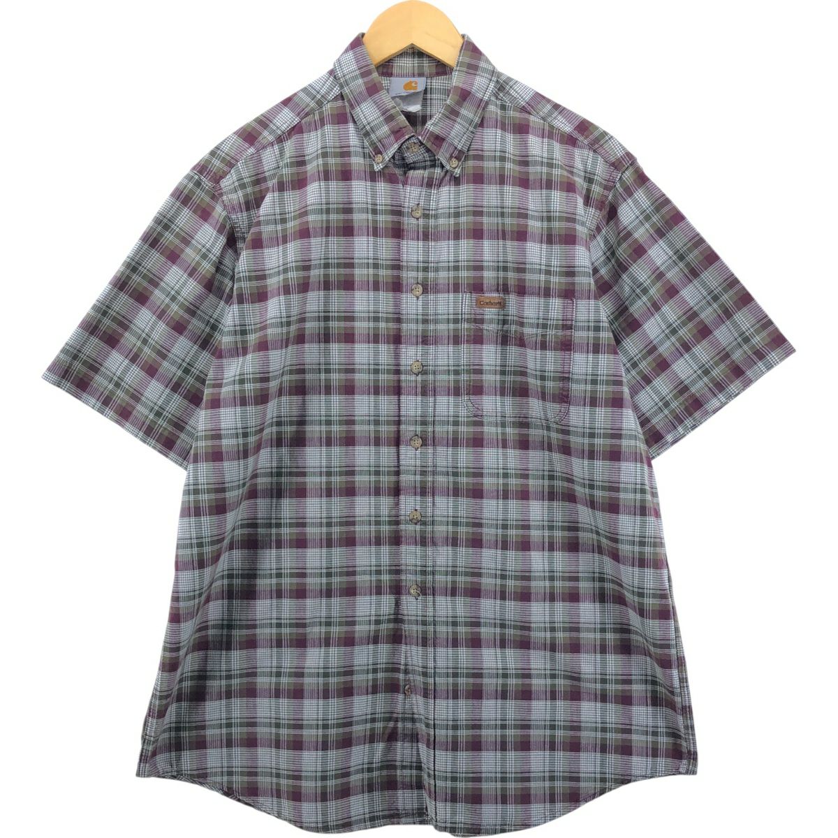 古着 カーハート Carhartt チェック柄 ボタンダウン 半袖 ワークシャツ