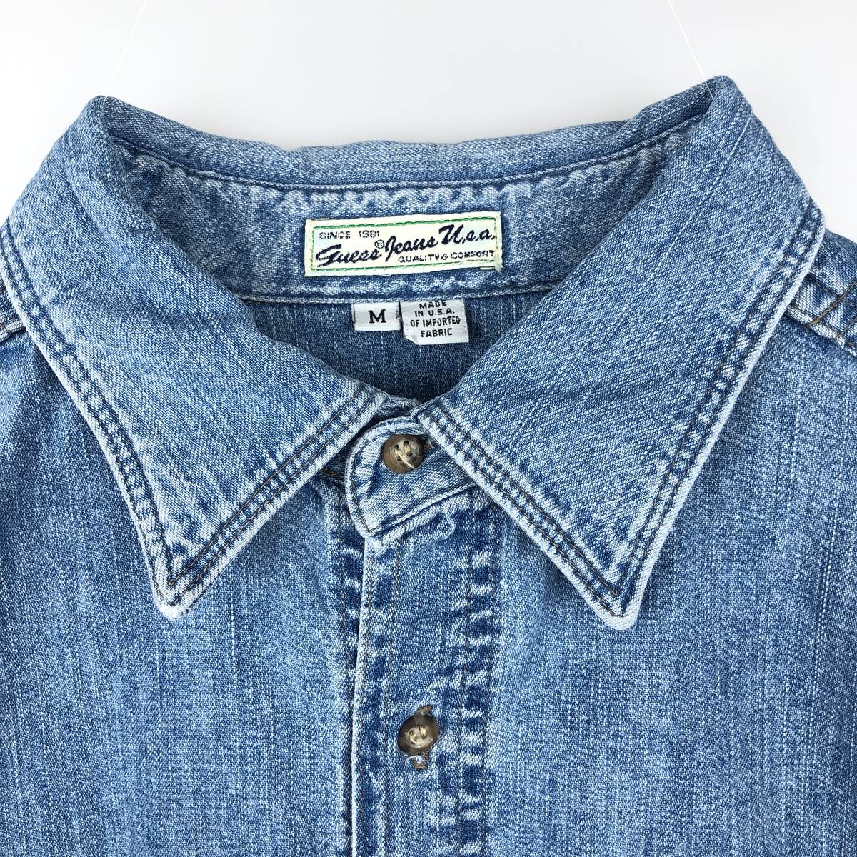 古着 80～90年代 ゲス Guess JEANS 長袖 デニムシャツ USA製 メンズM