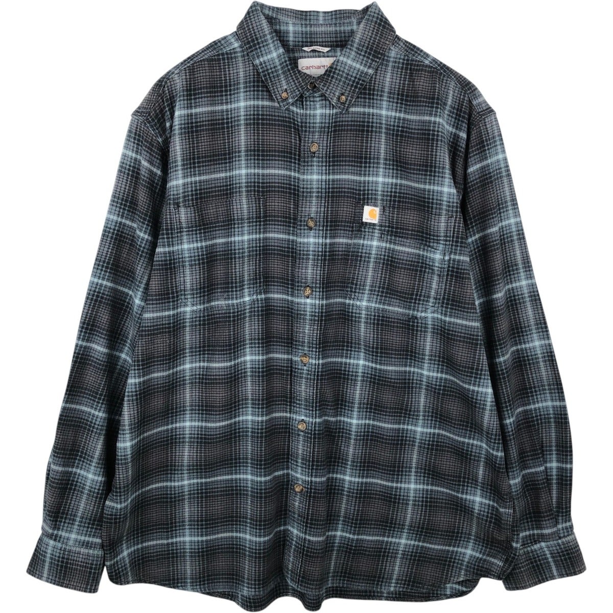 Carhartt グレー系チェック フランネルシャツ 古着 カーハート Carhartt RELAXED FIT バッファローチェック