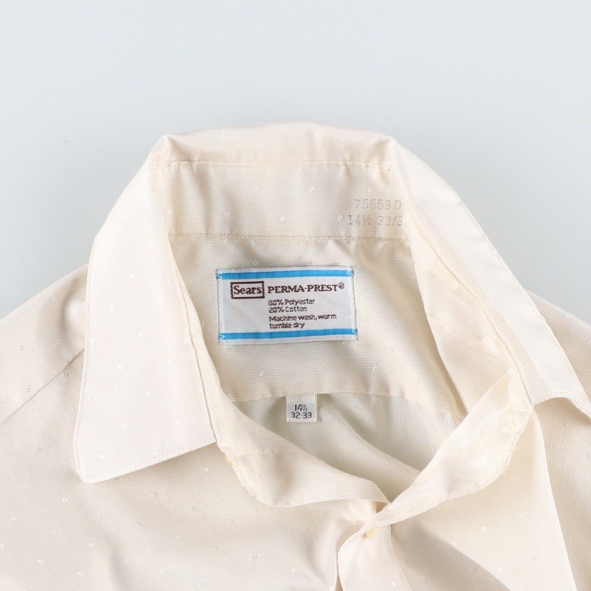古着 70年代～ シアーズ Sears PREMA-PREST ドット柄 長袖 ポリ