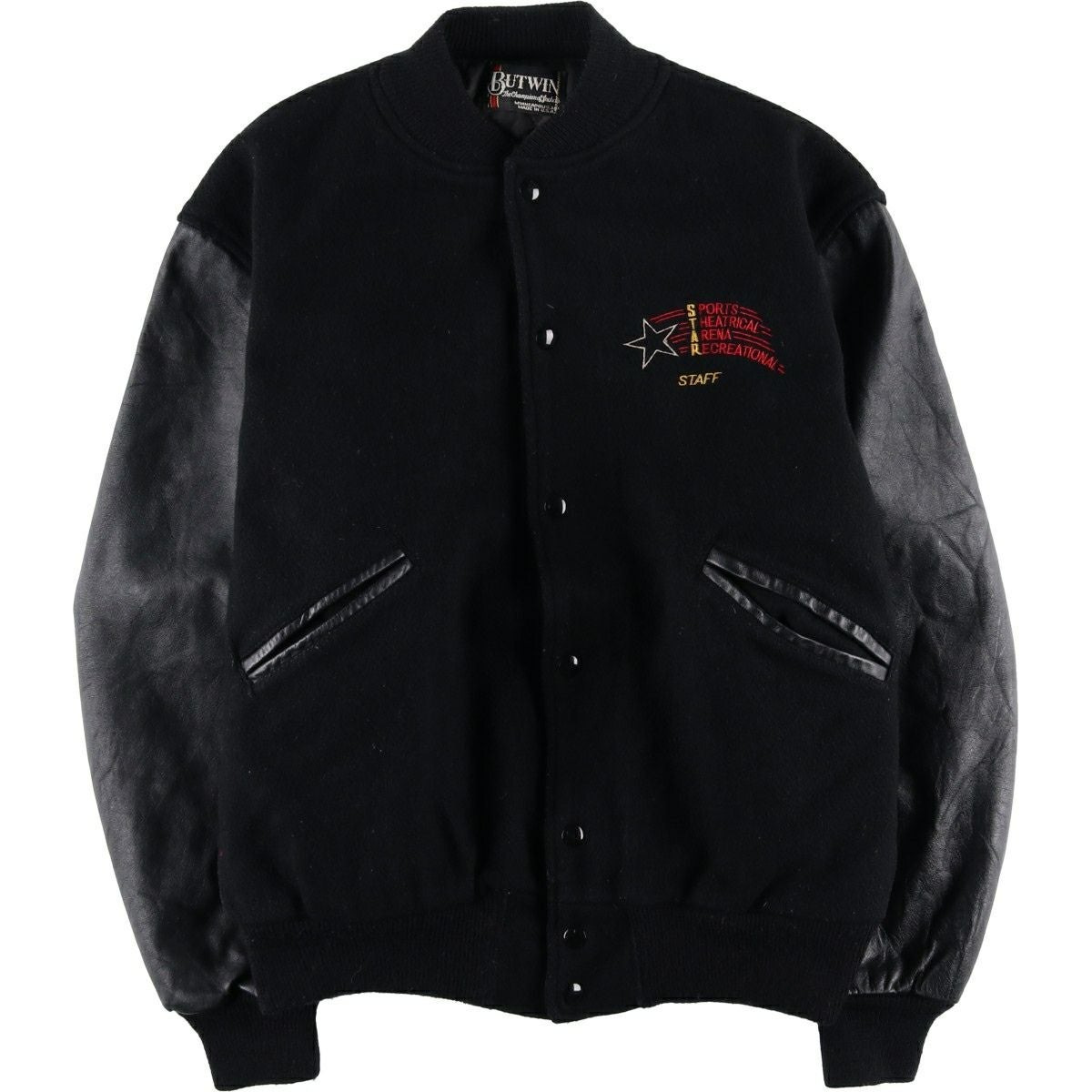 古着 90年代 ショット SCHOTT 中綿入り 袖革ウールボタンスタジャン