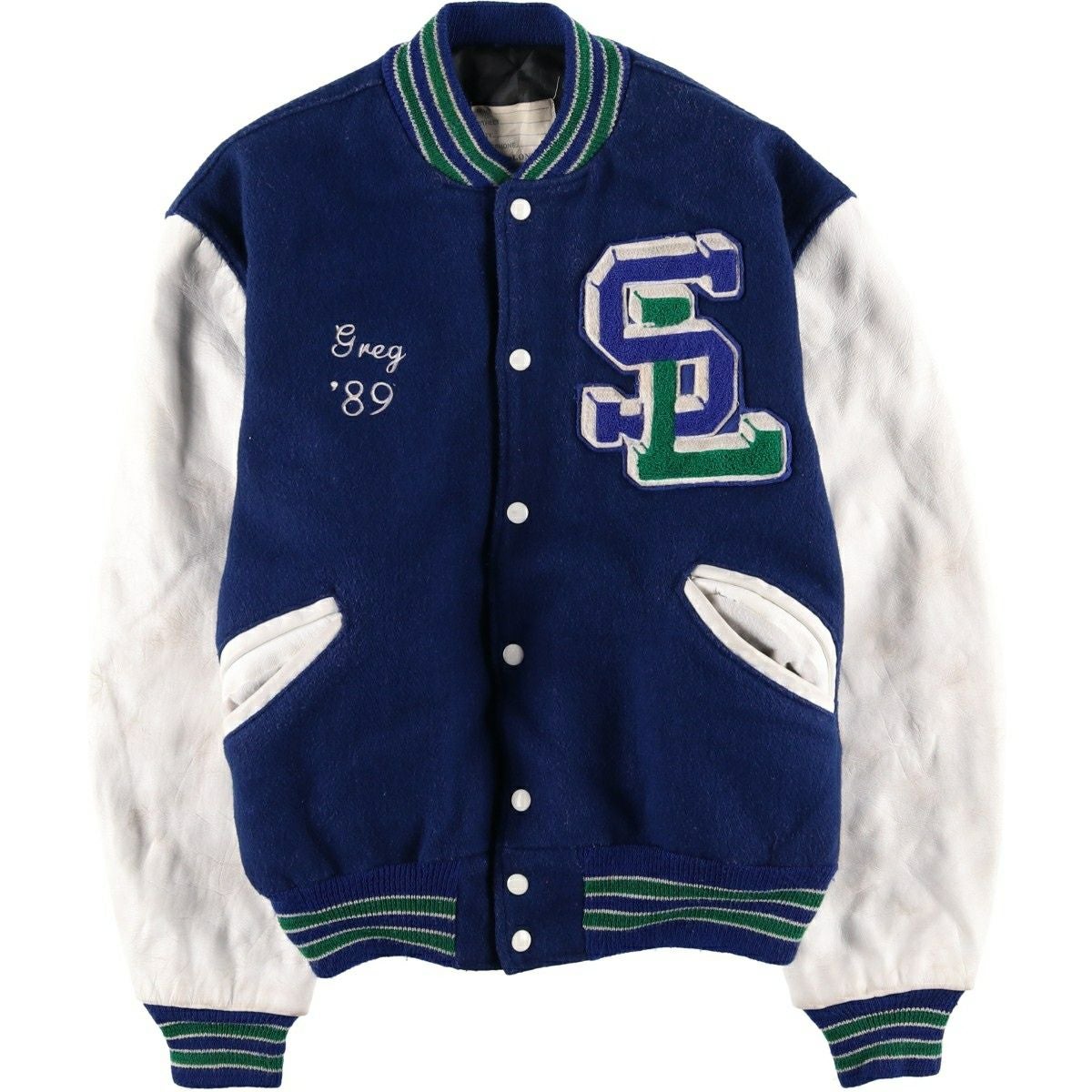 古着 90年代 ショット SCHOTT 中綿入り 袖革ウールボタンスタジャン