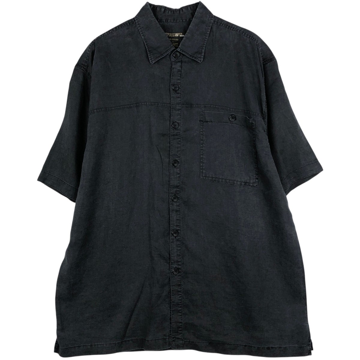 古着 90年代 FLAX 半袖 オープンカラー リネンシャツ ボックスシャツ