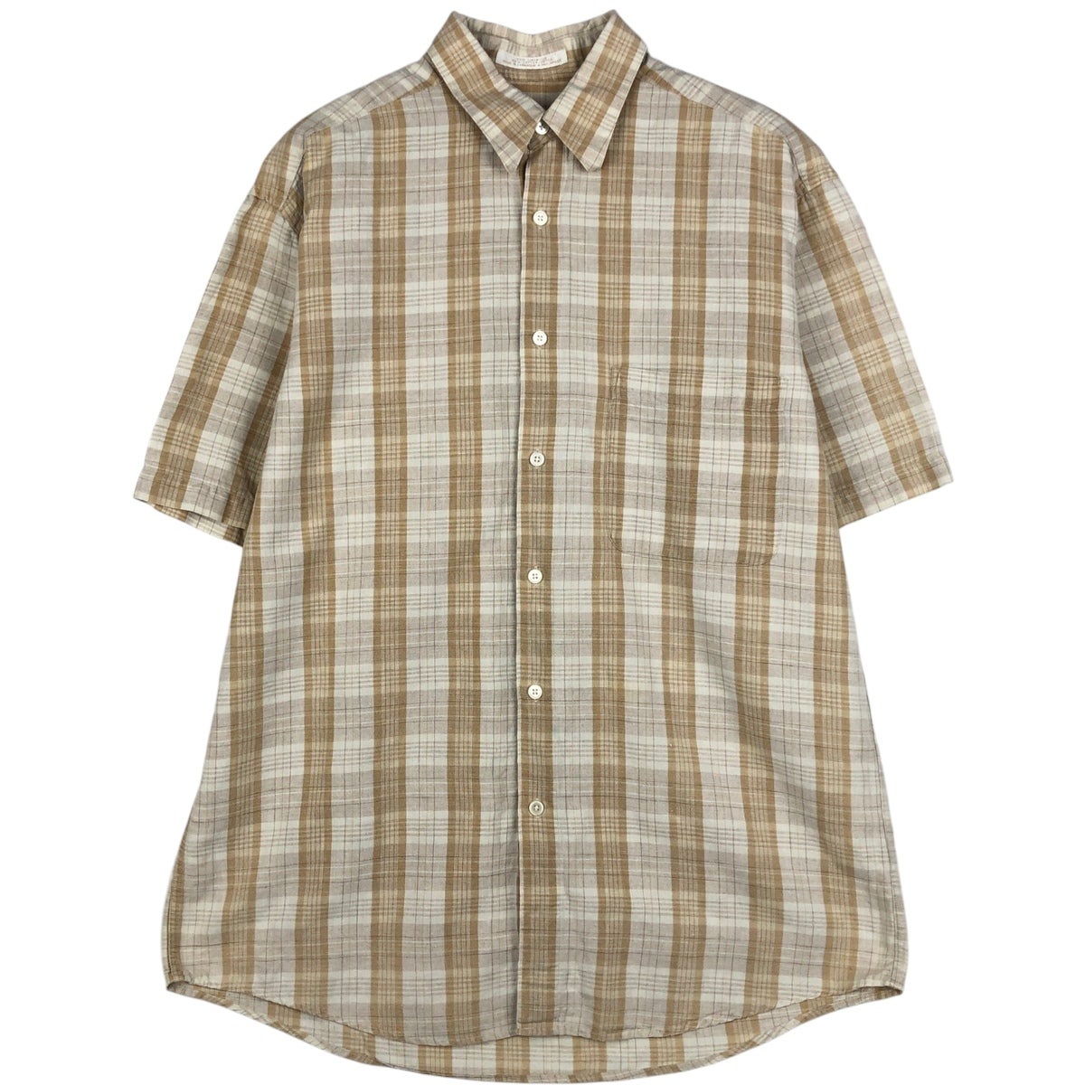 古着 ペリーエリス PERRY ELLIS 総柄 半袖 オープンカラー シルク