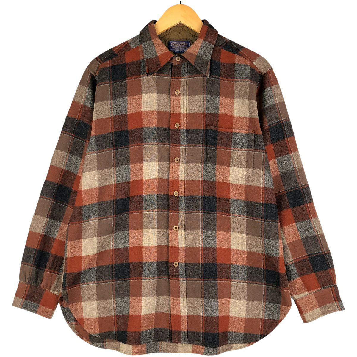 PENDLETON USA製 ウールシャツ XL ブラウンチェック 雰囲気系 古着 70年代 ペンドルトン PENDLETON チェック柄 ウールシャツ USA製