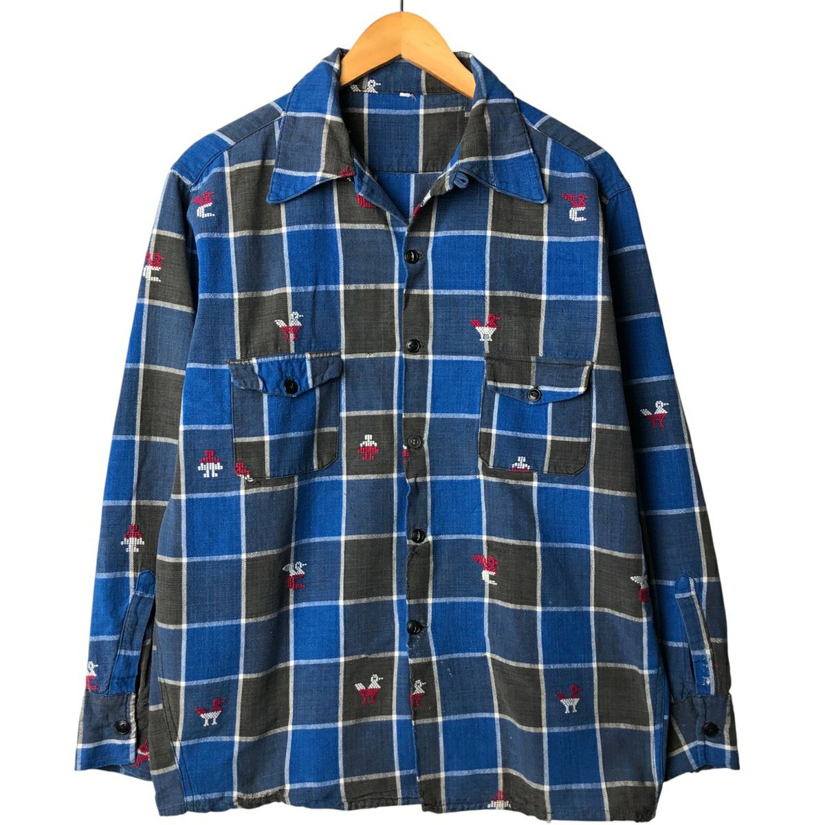 古着 アロー Arrow チェック柄 半袖 シルクシャツ ボックスシャツ