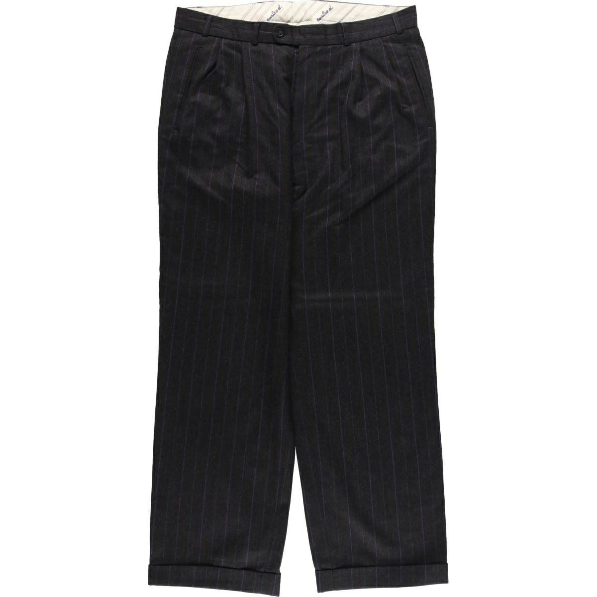 古着 HAROLD POWELL ストライプ柄 ツータック ウールパンツ スラックス