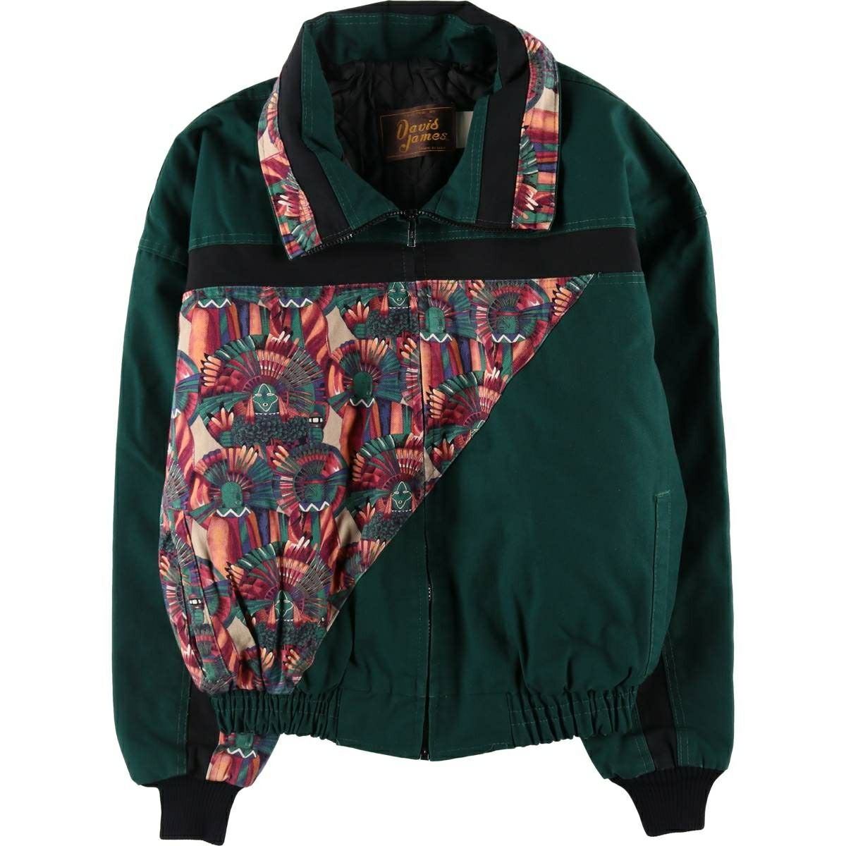 古着 90年代 DAVIS JAMES 総柄 ポリコットンジャケット USA製 メンズL