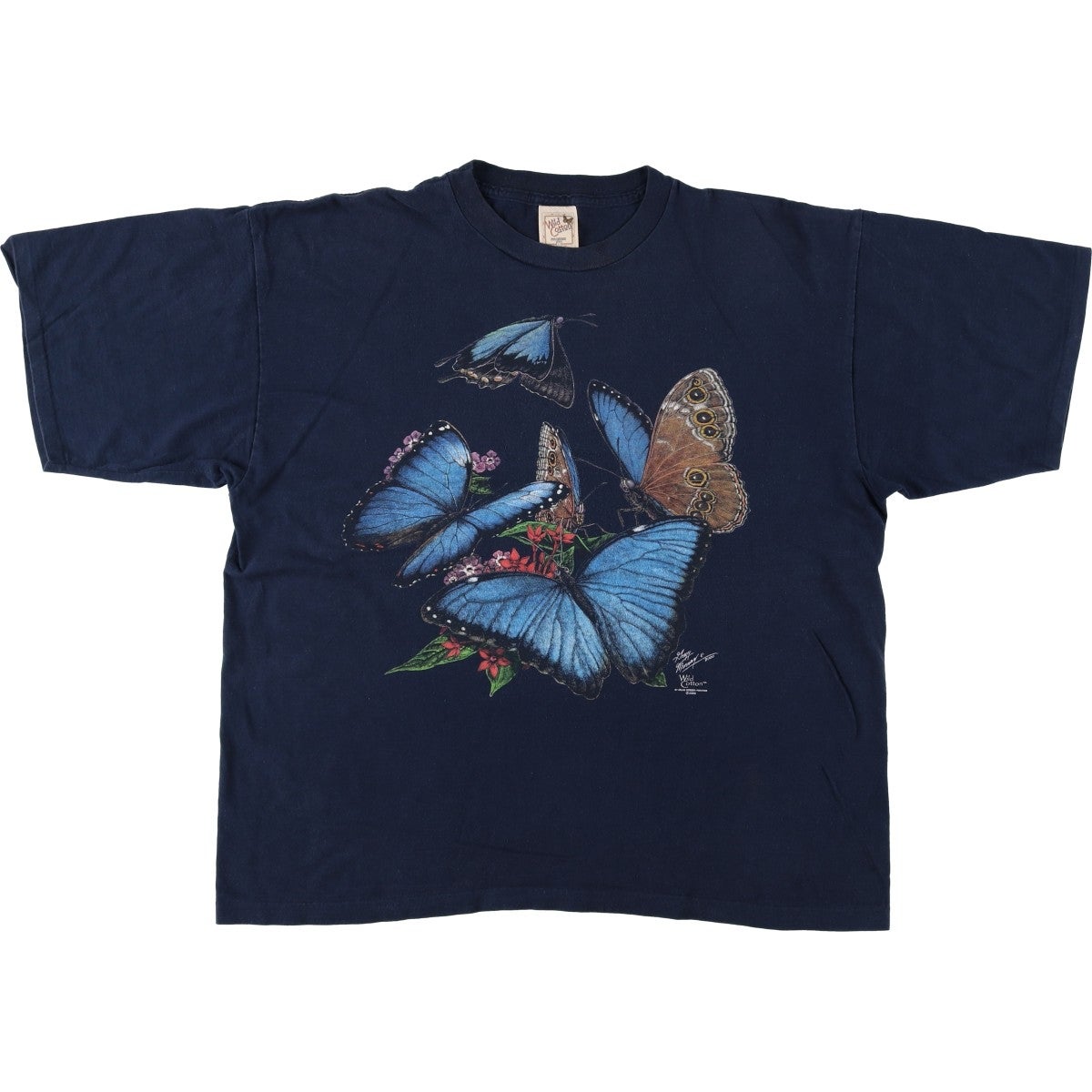 古着 00年代 Wild Cotton 蝶柄 アニマルTシャツ USA製 メンズXXL相当