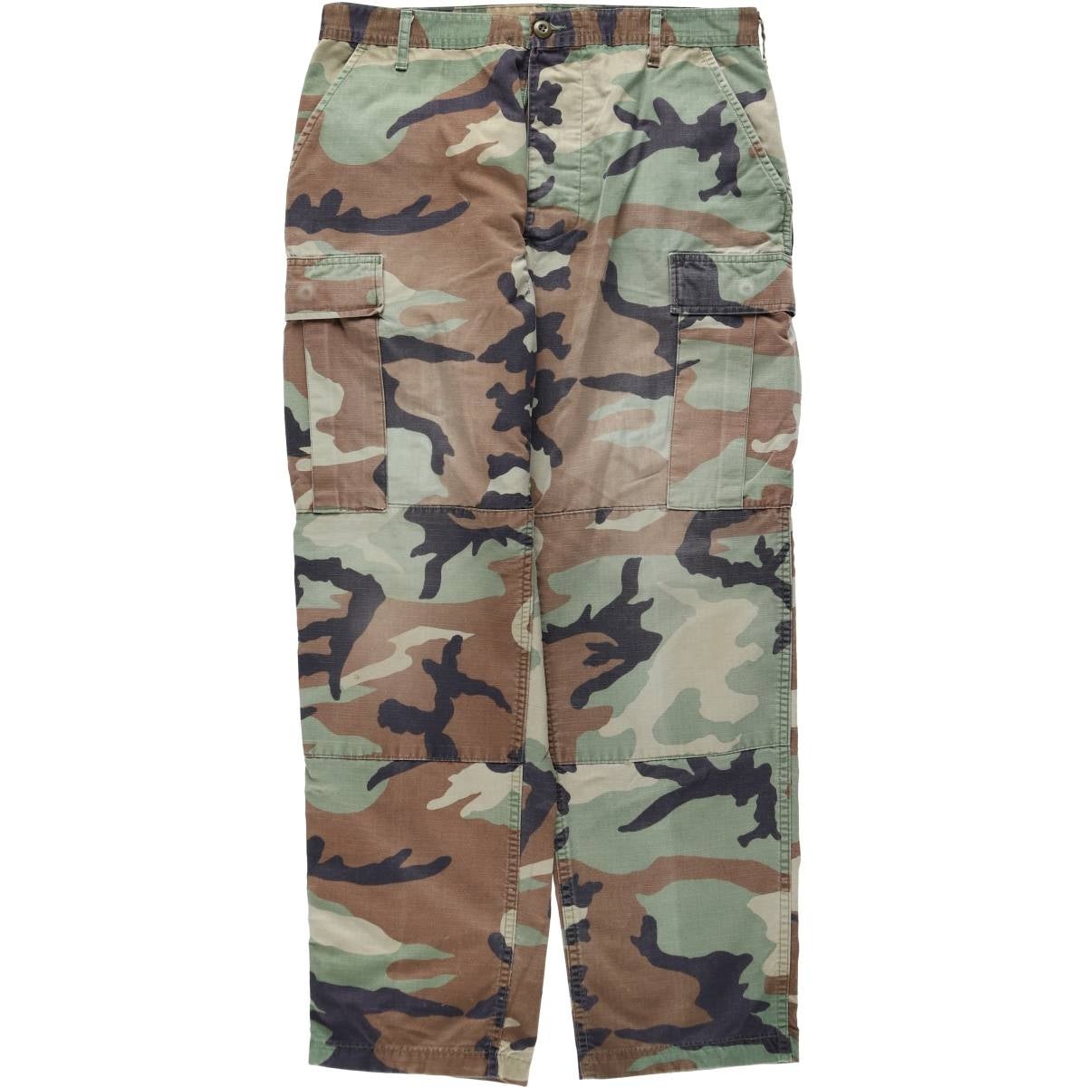 古着 迷彩柄 ウッドランドカモ リップストップ ミリタリー カーゴパンツ コンバットパンツ MEDIUM-REGULAR メンズw35相当/eaa646365 古着 迷彩柄 ウッドランドカモ リップストップ ミリタリー カーゴ