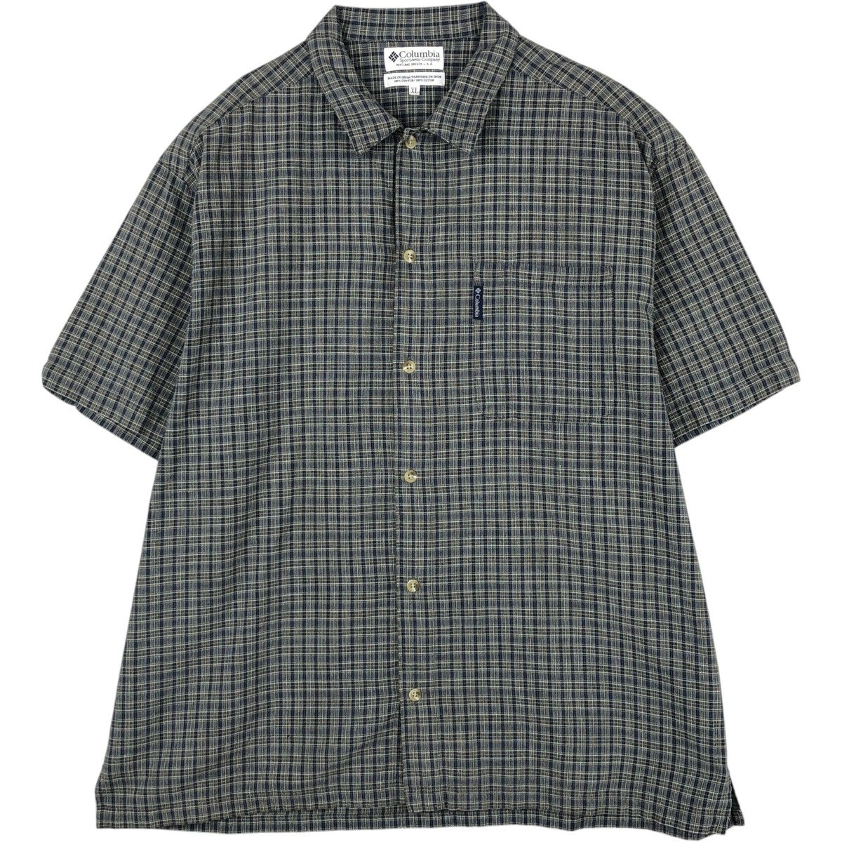 古着 コロンビア Columbia PHG 半袖 コットン チェックシャツ メンズXL