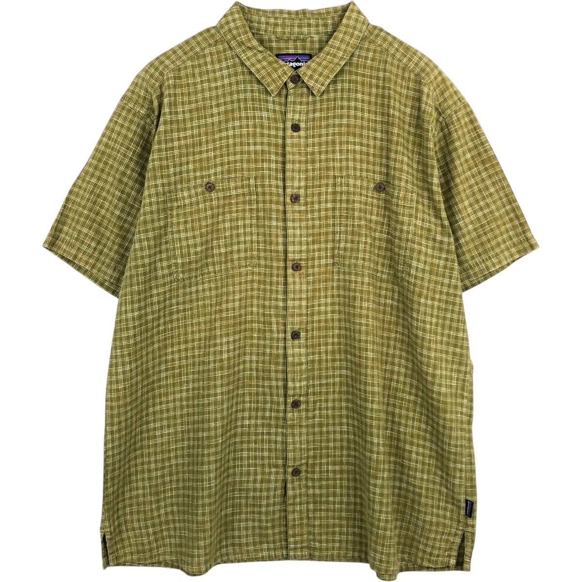 patagonia 　Hempヘンプ　(麻)100%　半袖チェックシャツ 古着 パタゴニア Patagonia Migration Hemp Shirt 53138SP14 チェック