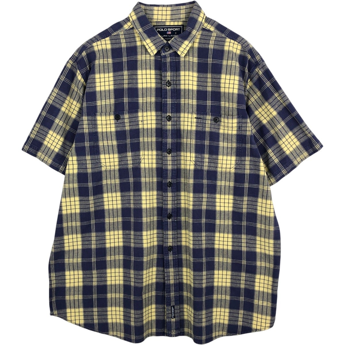 90s POLO SPORT ポロスポーツ シャドーチェック 半袖シャツ L 古着 90年代 ラルフローレン Ralph Lauren POLO SPORT ポロスポーツ