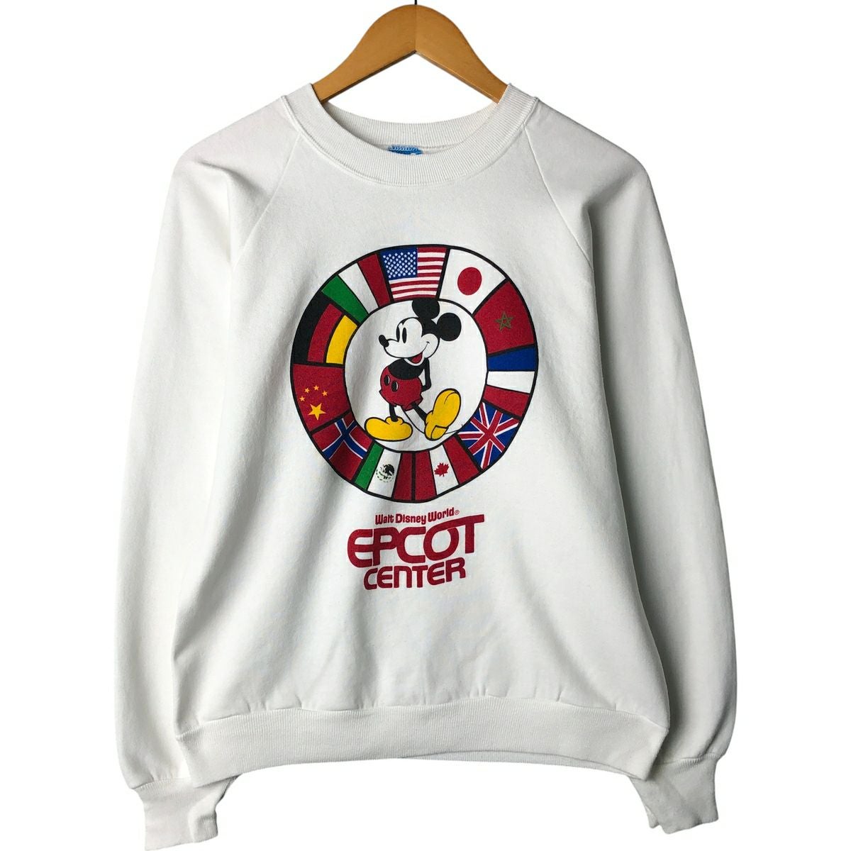 80年代 USA製 Disney ディズニー ミッキーマウス 60th Birthday スウェット キャラクター ホワイト(レディース XL)中古 古着 V8974 80年代 USA製 60th birthday ディズニー ミッキーマウス キャラクター