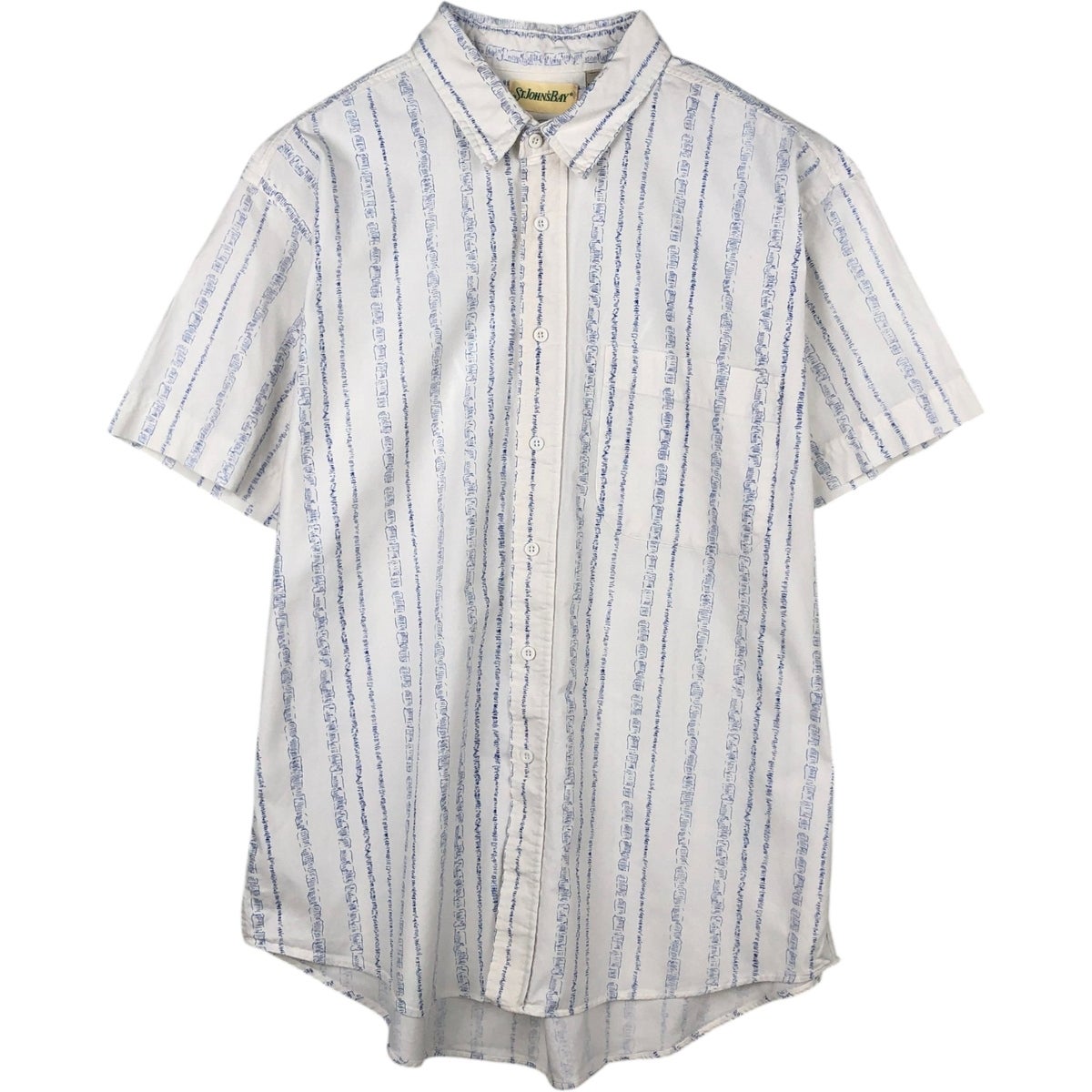 90s ST.JOHNS BAY クリーム コットン 無地 長袖 シャツ 古着 90年代 セントジョンズベイ ST.JOHNS BAY 総柄 半袖 コットン