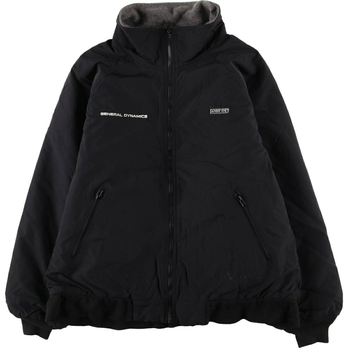 90s LANDS'END ウォームアップジャケット 裏フリース ブラック XL 90's LANDS'END ランズエンド USA製 ウォームアップジャケット