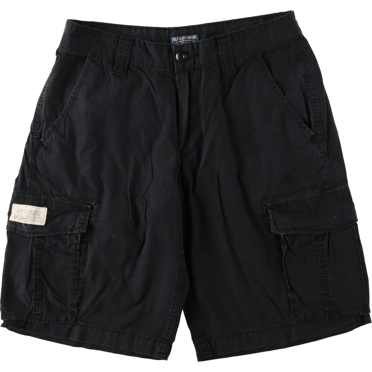ラルフ　シルク　リネン コットン カーゴ　ショーツ 32 黒　ブラック　古着 古着 ラルフローレン Ralph Lauren POLO JEANS COMPANY カーゴショーツ