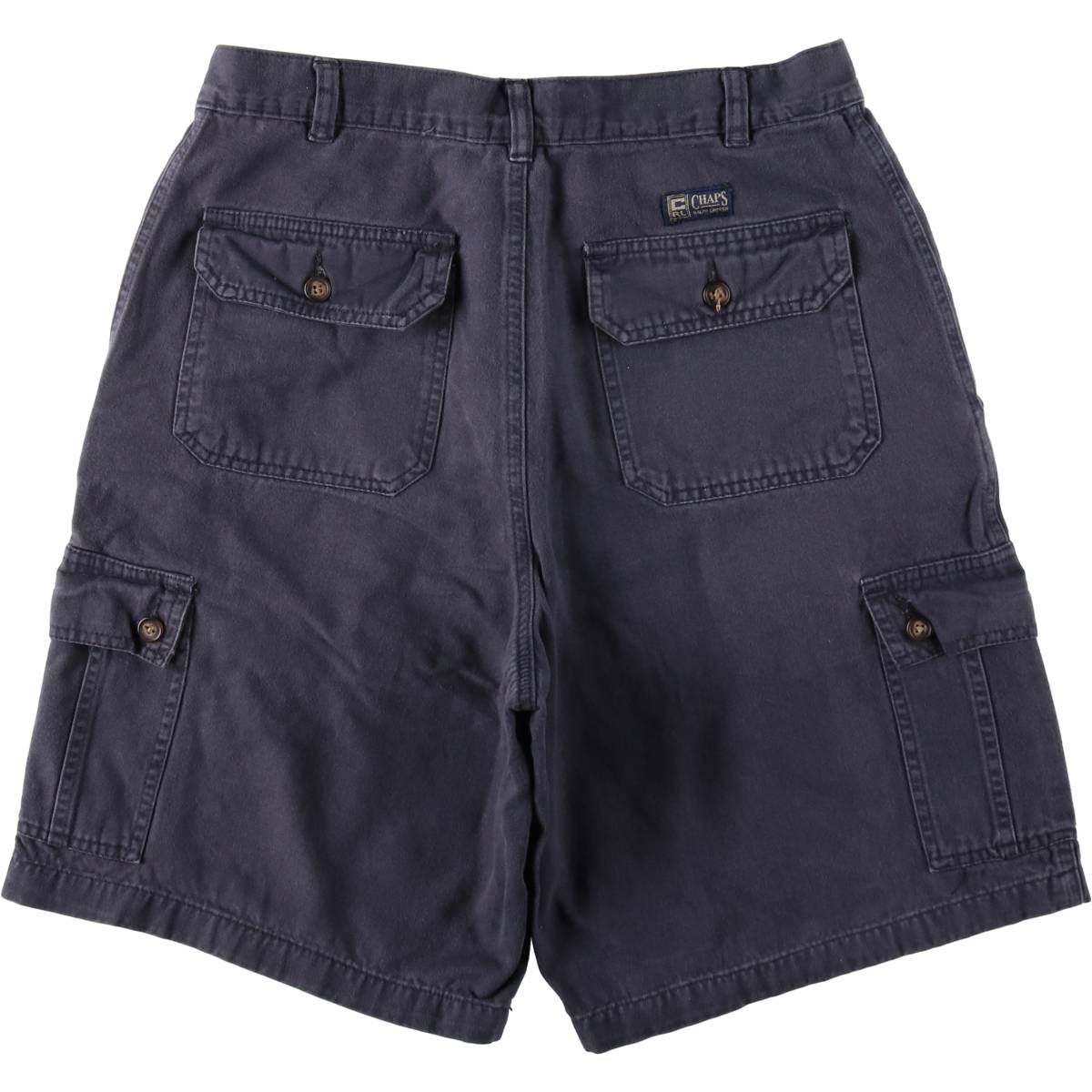 リネン レーヨン カーゴ ショーツ 黒 32 CHAPS ブラック　古着　ラルフ 古着 ラルフローレン Ralph Lauren CHAPS チャップス カーゴショーツ