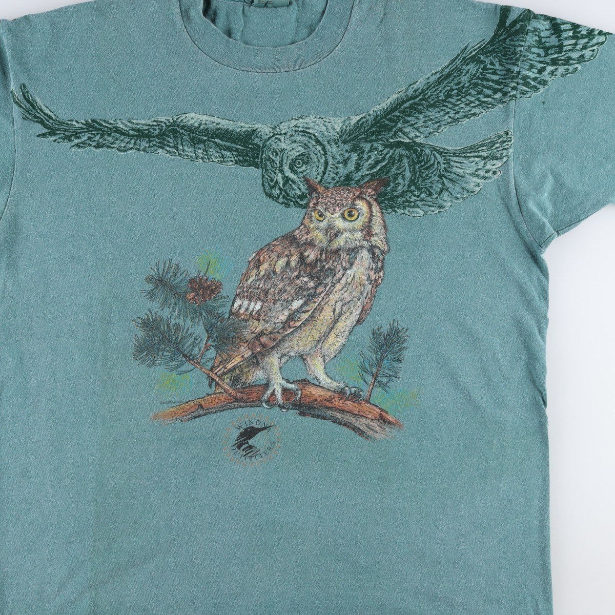 古着 90年代 SANSEGAL フクロウ柄 アニマルTシャツ USA製 メンズXL相当