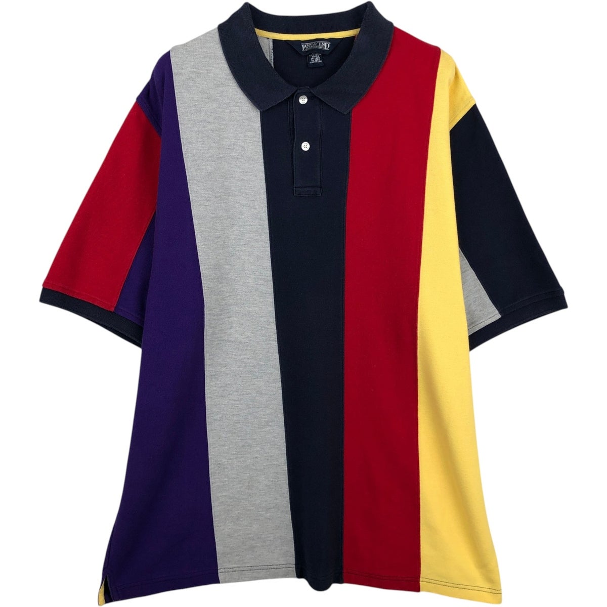 新品Lands'End ラガーシャツ M米国製レッド/ホワイト/ネイビー 新品 古着 90年代 ランズエンド LANDS END 長袖 ラガーシャツ USA製 メンズL