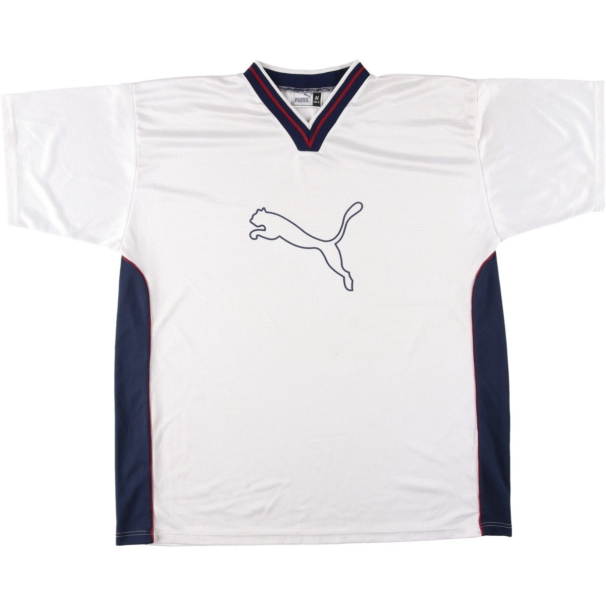 【希少】PUMA Vネック 90年代USA製サッカーシャツ【M】 古着 90～00年代 プーマ PUMA Vネック デカロゴ サッカーユニフォーム