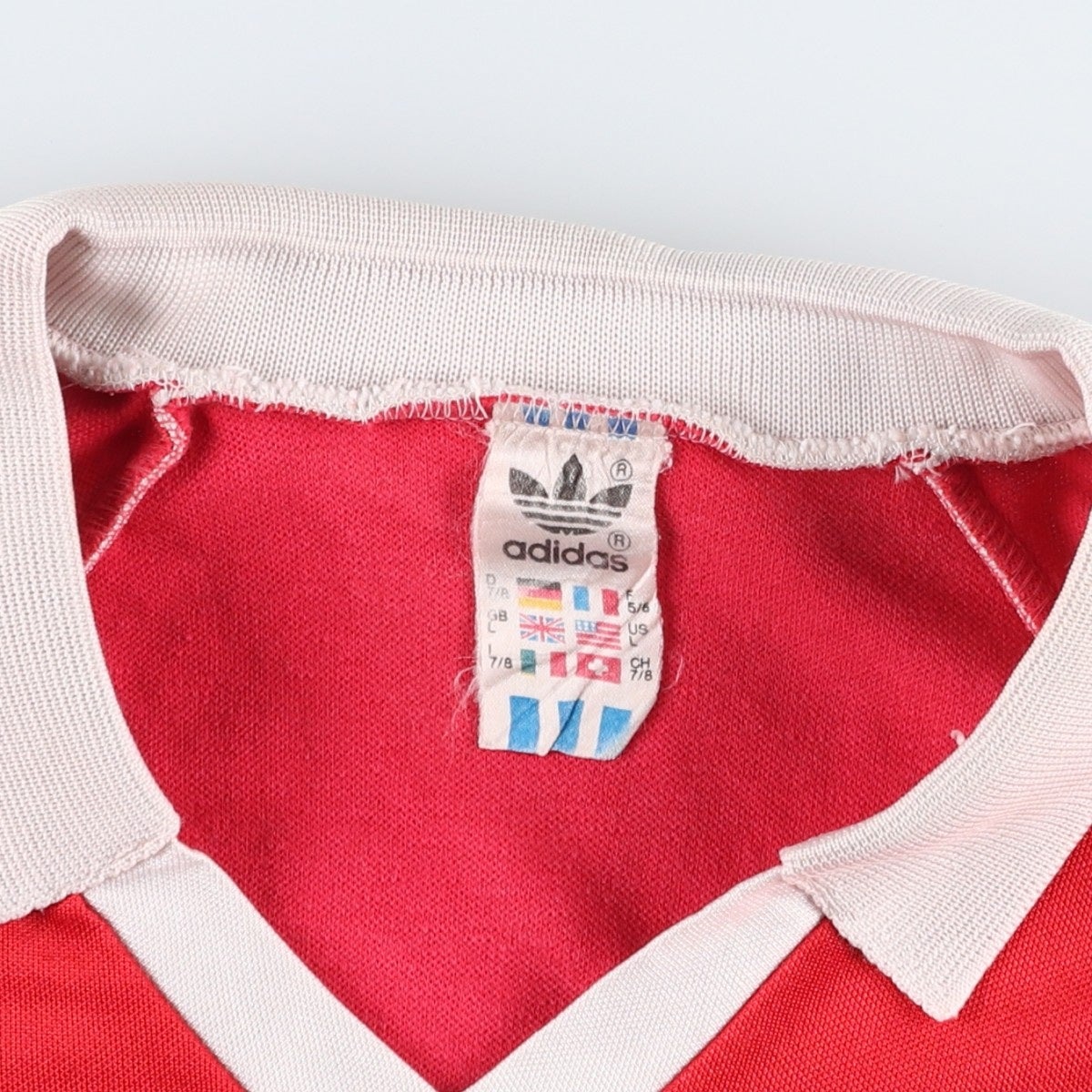 90s アディダス Vネック ナンバリング サッカーユニフォーム O 古着 80～90年代 アディダス adidas Vネック 襟付き 長袖 サッカー