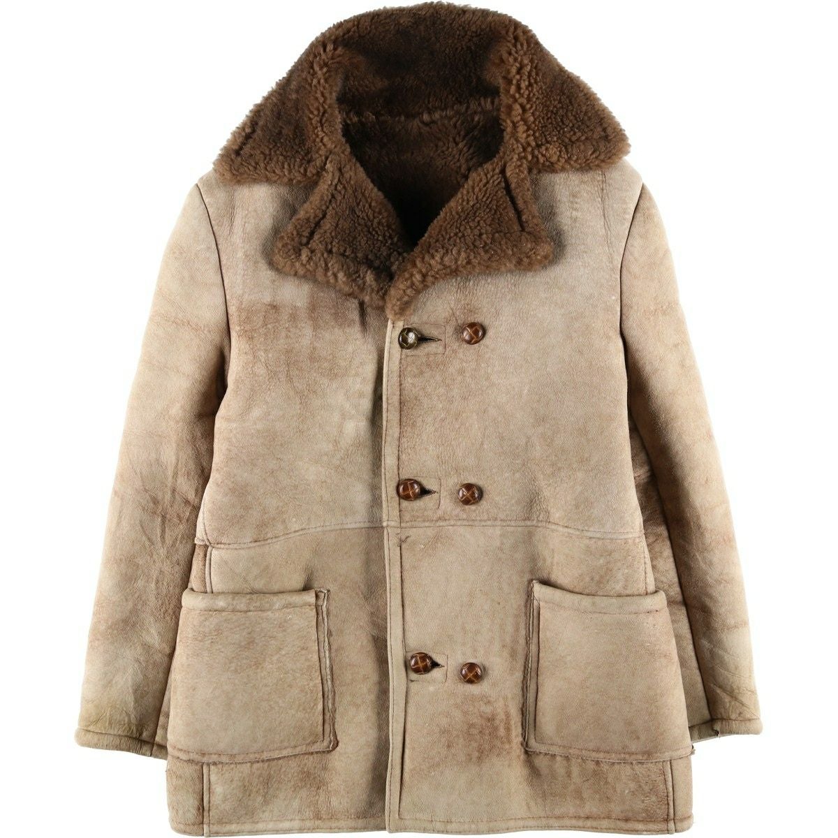 古着 Lawrence シープスキン ムートンランチコート USA製 メンズM相当