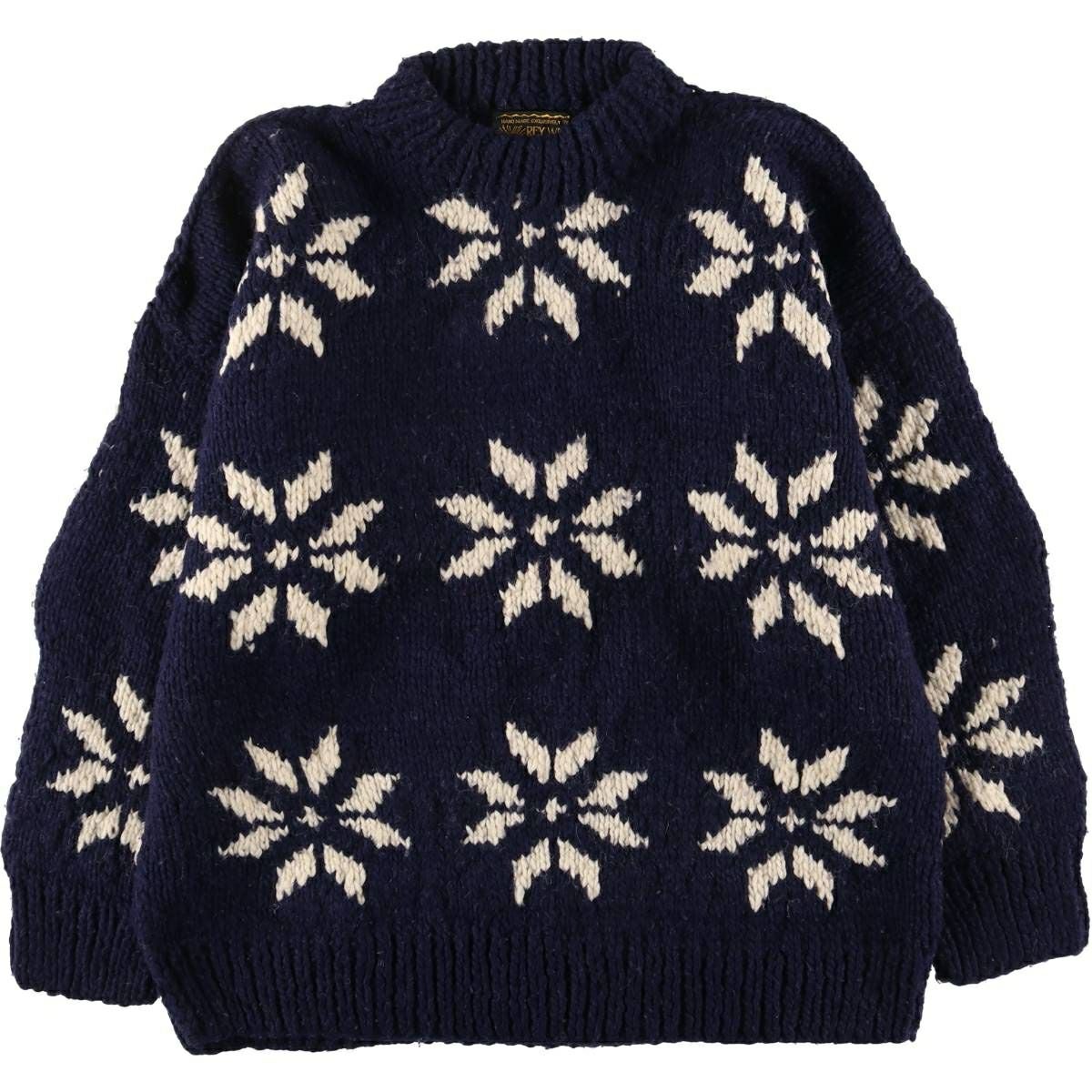 ブラック ピースマーク エクアドルニットタイプ ロールネック ウール