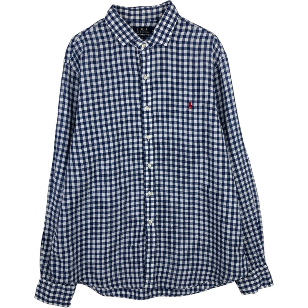 【美品】POLO RALPH LAUREN ギンガムチェックリネンシャツ 古着 ラルフローレン Ralph Lauren POLO RALPH LAUREN SLIM FIT