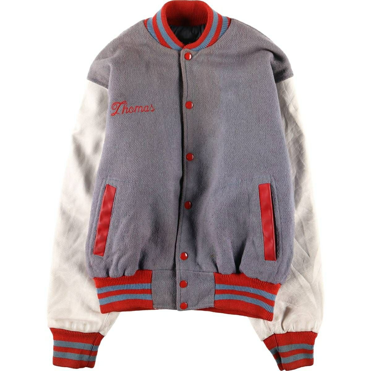 古着 90年代 ショット SCHOTT 中綿入り 袖革ウールボタンスタジャン