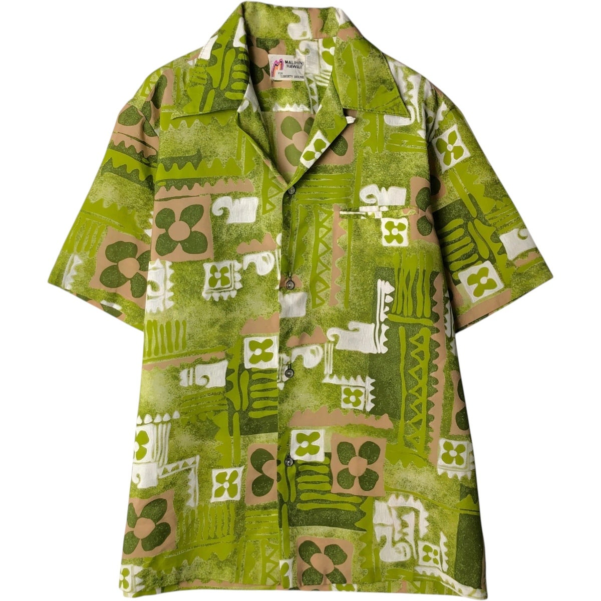 古着 ステューシー STUSSY 総柄 リーフ柄 オープンカラー レーヨン