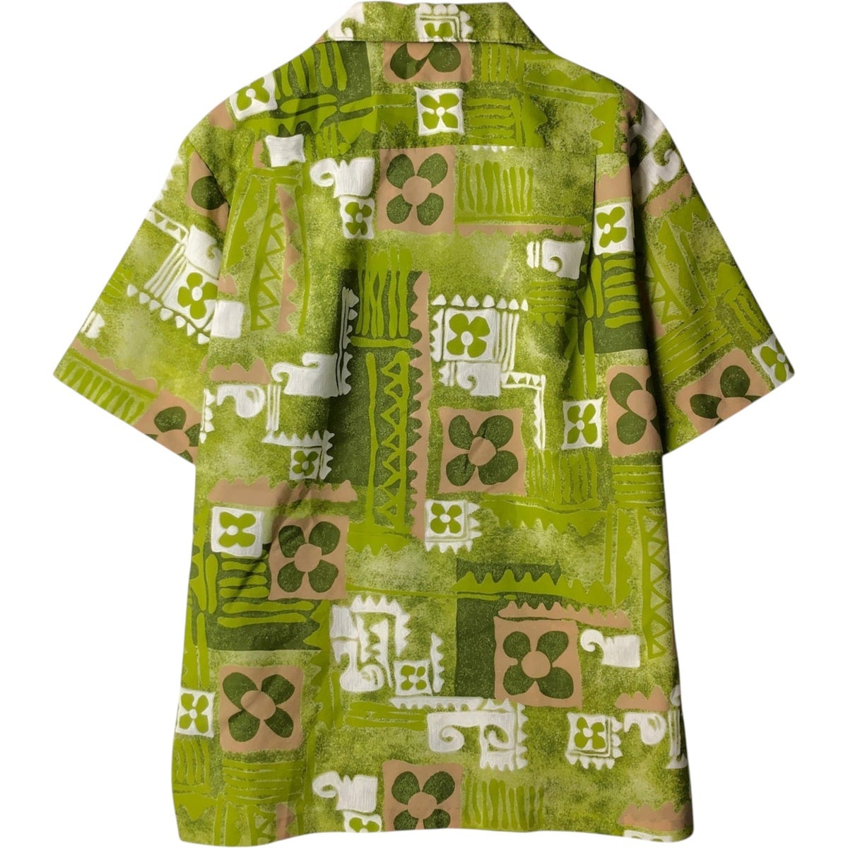 古着 MALIHINI HAWAII 総柄 オープンカラー ハワイアンアロハシャツ